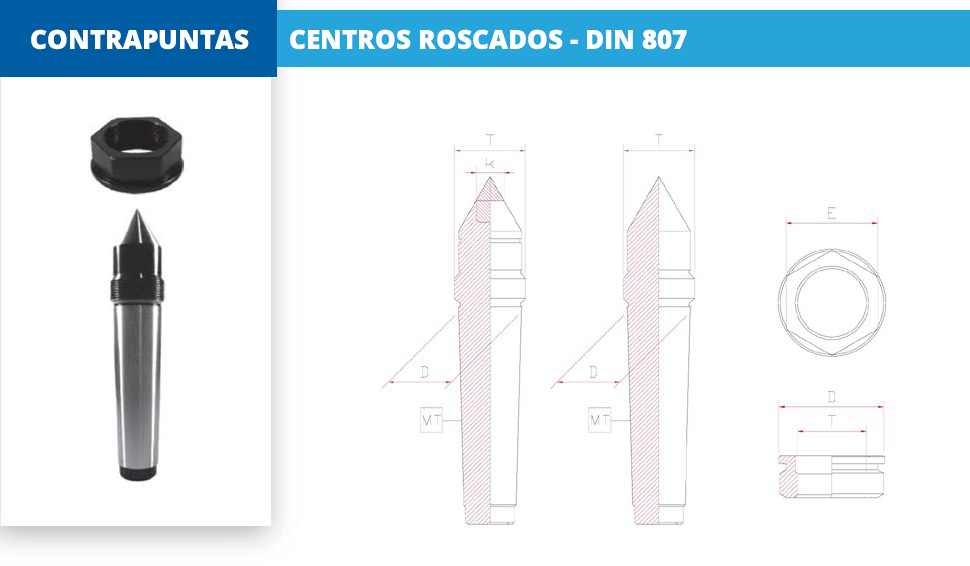 CENTROS ROSCADOS - DIN 807
